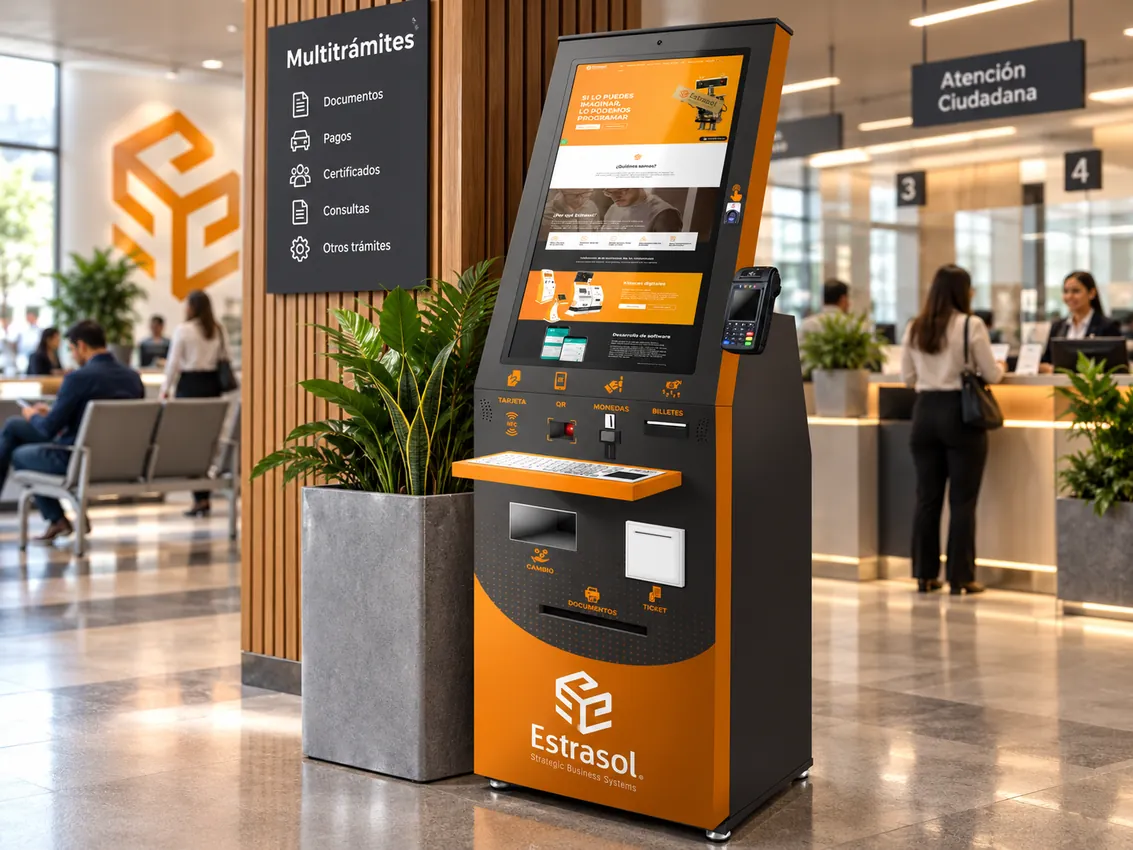 Kiosco multitrámites Estrasol en una oficina de atención ciudadana